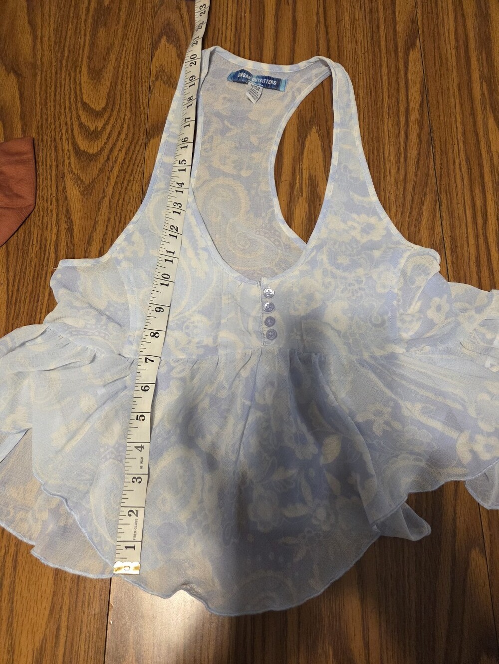 Urban Outfitters Blue Floral Ruffle Tank Top